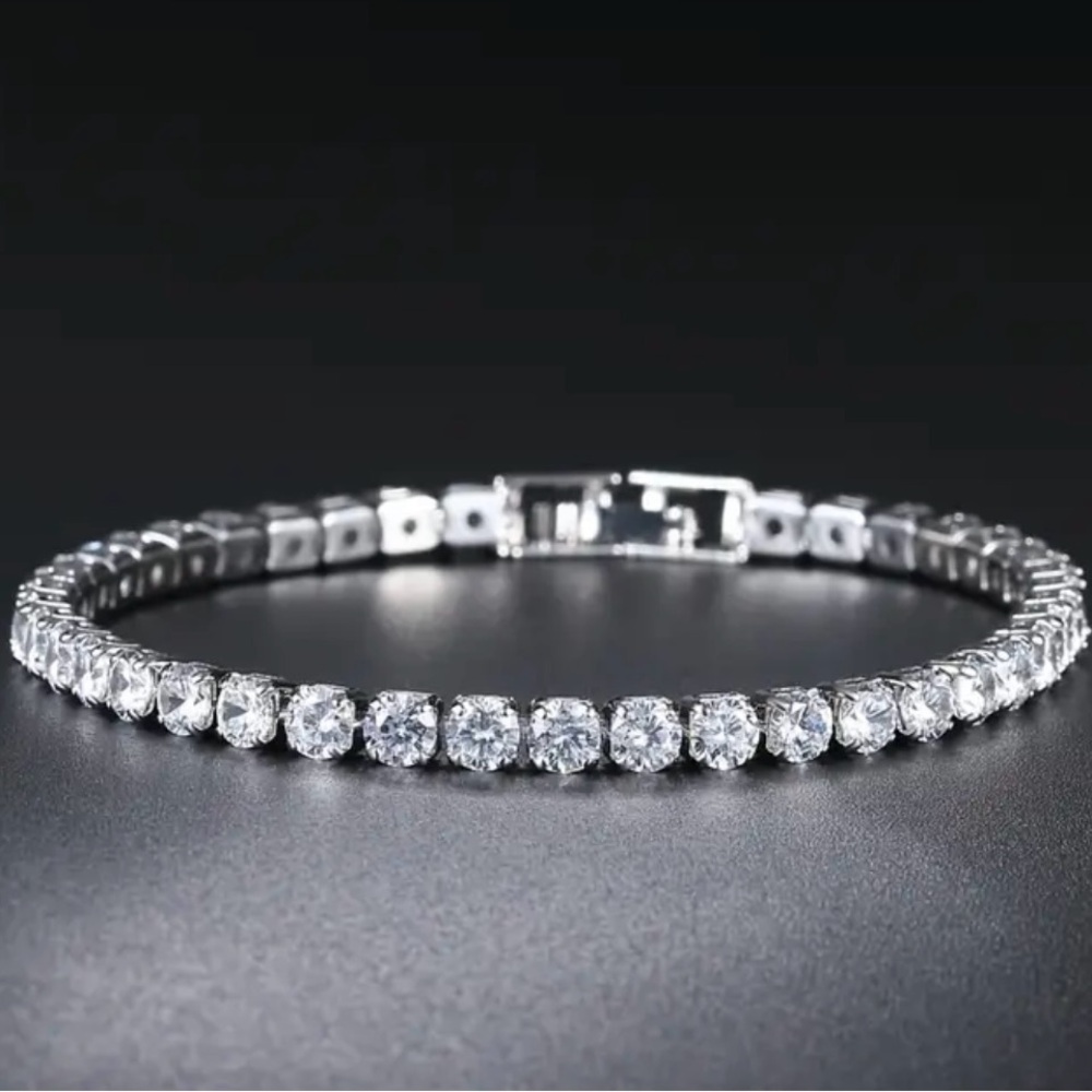 Moissanite Gold Plated Tennis Bracelet - Picture 4 of 5